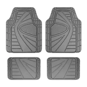 AutoCraft Car & SUV Floor Mat, Grey Rubber, Heavy-Duty/All-Season, Trim to Fit, 4 Piece