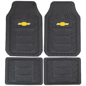 Plasticolor Chevrolet Floor Mats: Black with Yellow Bowtie, WeatherPro, Universal, 4 Pack