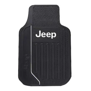 Plasticolor Jeep Elite Floor Mats: Black with White Font, Rubber, Tough, Universal, 2 Pk