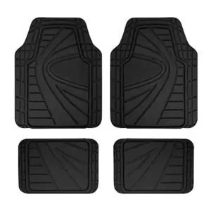 AutoCraft Car & SUV Floor Mat, Black Rubber Heavy-Duty/All-Season, Trim to Fit, 4 Piece