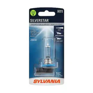 Sylvania H11 SilverStar: Halogen Headlight Bulb, Brighter Downroad and Whiter Light, 1 Pack