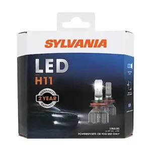 Sylvania H11: LED Powersports Headlight or Fog Bulb, 6000K Cool White Light, 2 Pack