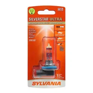 Sylvania H11 SilverStar Ultra: Halogen Headlight Bulb, Brightest Downroad and Whiter Light, 1 Pack