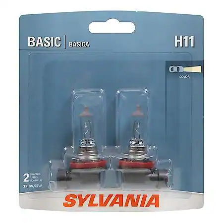 Sylvania H11 Basic: Halogen Headlight Bulb, Basic Performance, 2 Pack